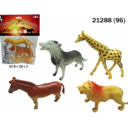 ANIMALES SELVA 4 UNIDADES EN BOLSA