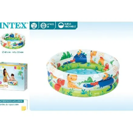 PISCINA 61CM 3AROS DIBUJOS TRANSPARENTE