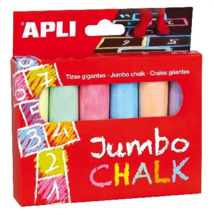 TIZA JUMBO COLORES SURTIDOS REDONDA 6 UD